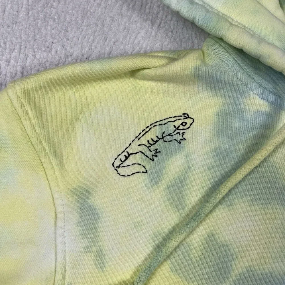 Levi's Hoodie Mens XS Yellow Blue‎ Tie Dye Frog Lizard Relaxed Pullover 38479
